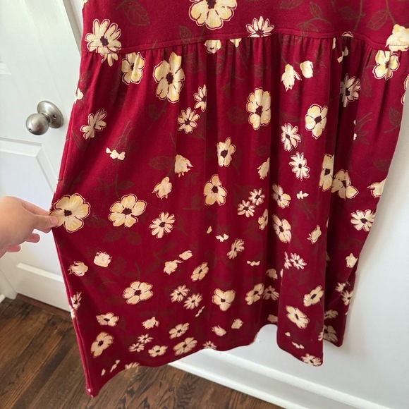 Vintage 90s Talbots Red Floral Midi Dress Petite M Cottagecore Prairie Granny - Picture 4 of 8